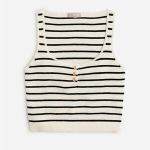 J. Crew Black and White Striped Tank Top with Button Detail